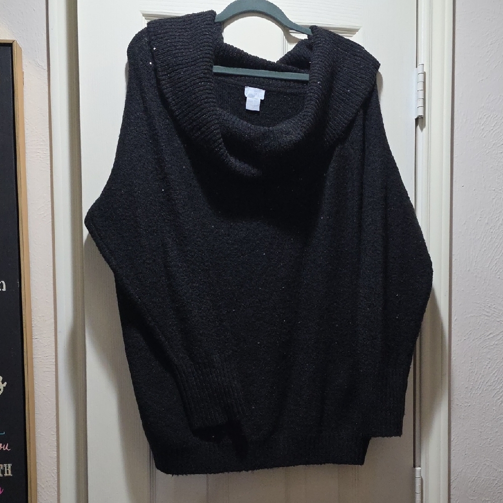 Chico's Elegant Black Cowl Neck Sweater